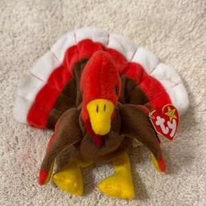 Ty Gobbles Turkey Plush with Red, Brown, and Yellow